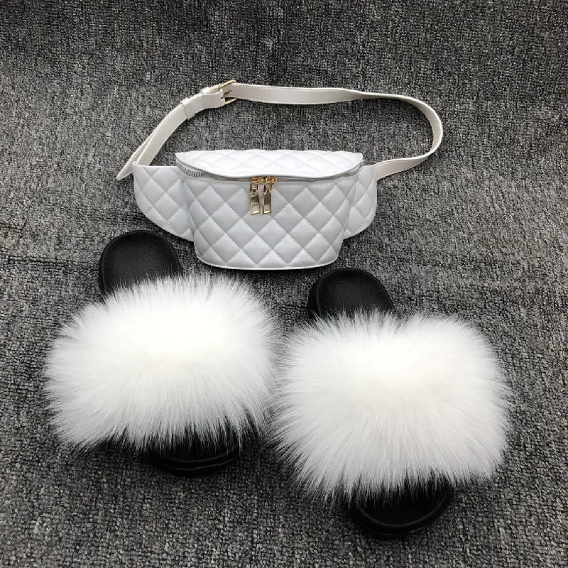 luxury fur slides