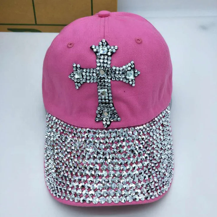 Baseball Cap with Cross - Fashion Blingbling Diamond Hat display picture 1
