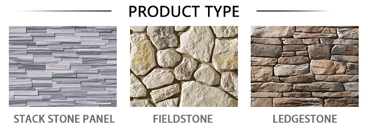 Exterior Decorative Wall Stone Grey Cement Back Natural Culture Stone 