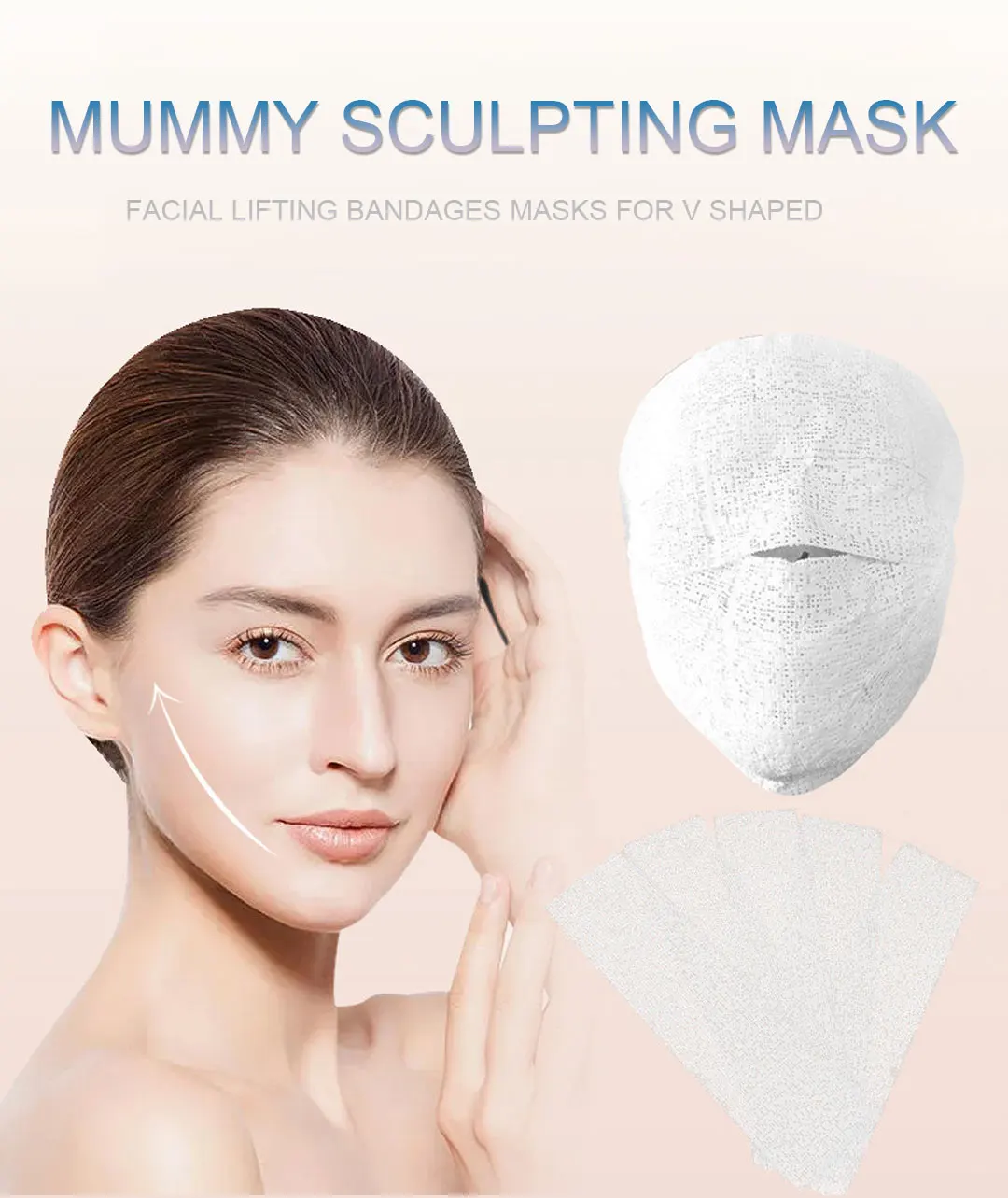 Plaster Mask 3d Mummy Mask V Shape Line Face Up Mask Mummy Gypsum Long ...