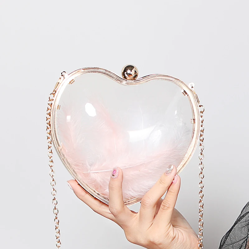 Wholesale price shell heart shape party bag for girl New Style Women Clutch Bag clear Acrylic women handbag evening bag