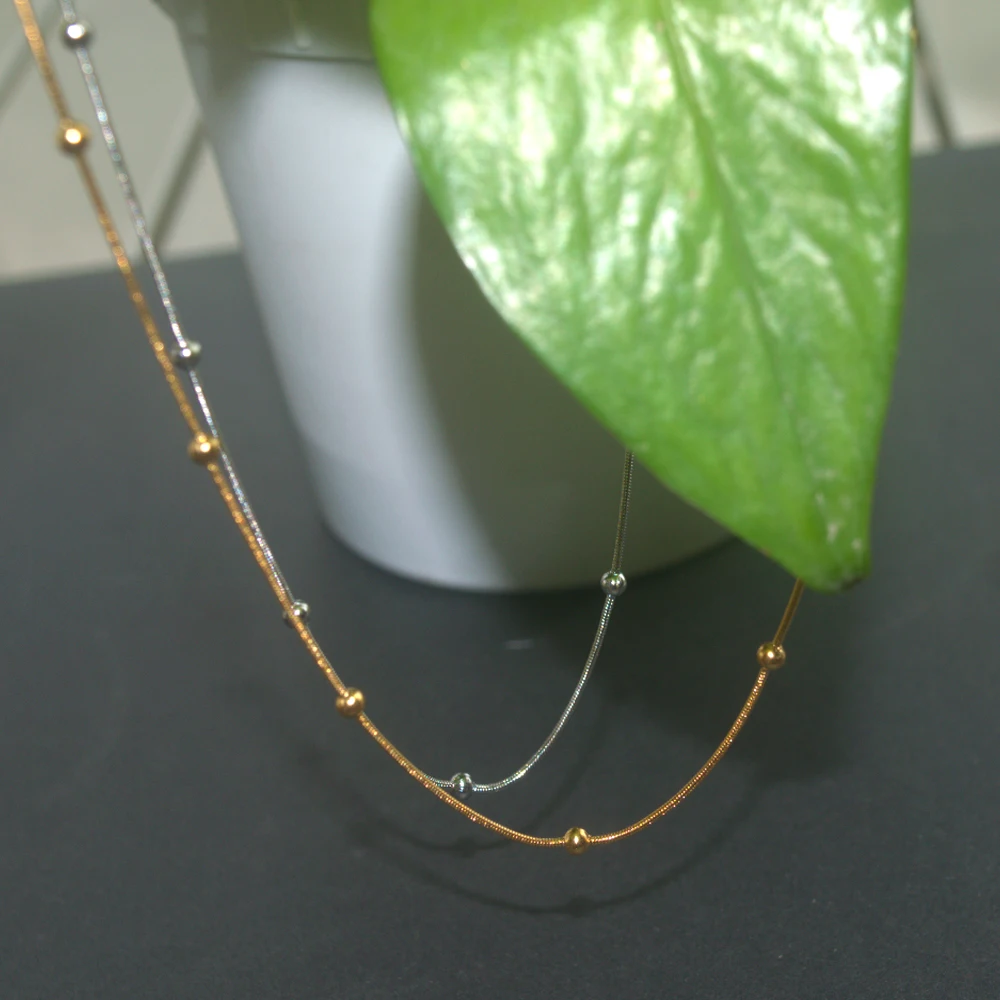 90s Fashion Stainless Steel Summer Outfits Chic Hypoallergenic Gold Asethetic Flat Snake Chain Choker Elegant Necklace Women