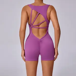New Naked Sexy Pregnant woman  Yoga Bodysuit One Piece Wrinkled peach hip quick drying women's fitness yoga suit