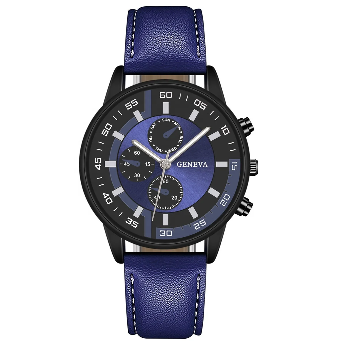 Y662 Gift Date Sports Clock PU Leather Strap Wristwatches