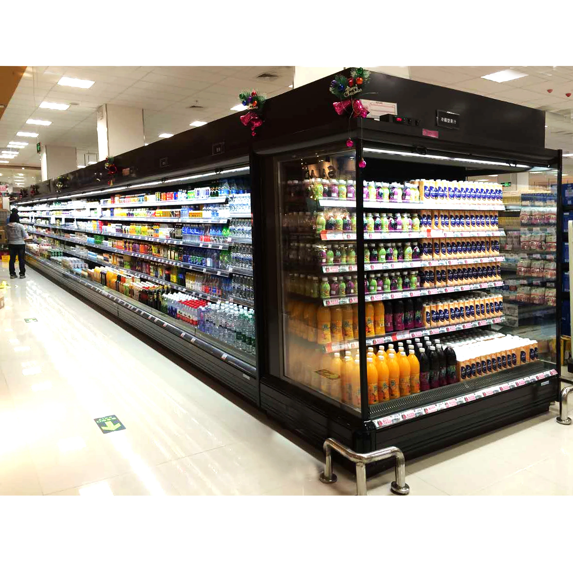 Multideck Open Chiller Cabinet Display Showcase Refrigerator for Vegetables and Fruits Hypermarket Meat Display Cabinets