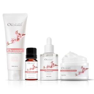Private Label Wholesale Facial Skin Care Kit Whitening Moisturizing Brighten Cherry Blossoms Skincare Set