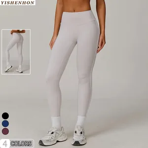 YISHENHON Custom 78% Nylon 22% Spandex Feels Like Skin High Waist Yoga Leggings for Womens Workout Gym Tights Sport Pants
