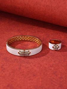 Trendy Geometric 925 Sterling Silver Zircon Jewelry Set Rhodium Plated Resin Earrings & Necklace Wedding Party Gift Occasion