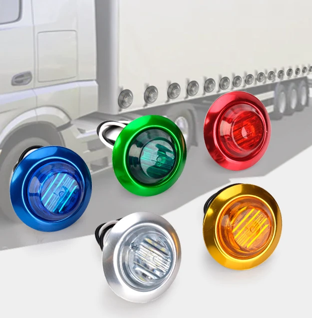 20X 3/4 12V Marker Lights LED Truck Trailer Round Side Bullet Light Amber Red e