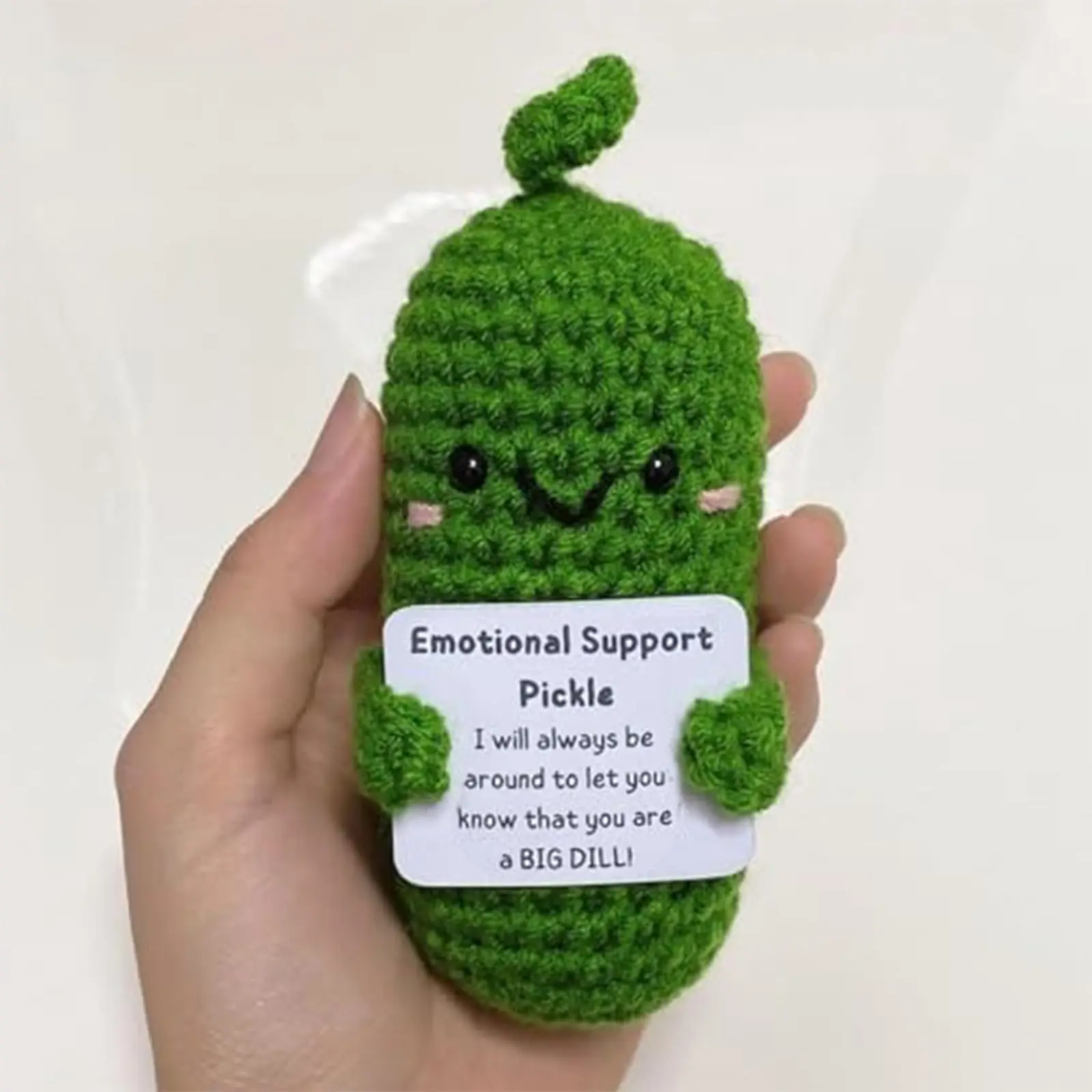 Mini Légume Au Crochet - Concombre Mariné De Soutien émotionnel - Cadeau Déstressant Avec Carte Positive - Fait Main