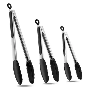 Factory Food Tongs Kitchen Tongs 7" 9" 12" Silicone BBQ Tongs Heat Resistant Barbeque Food Clips