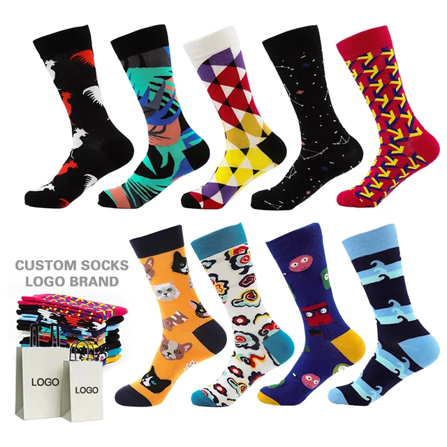 Custom Happy Funny Socks Crazy Logo Socks Design High Quality Funny Socks