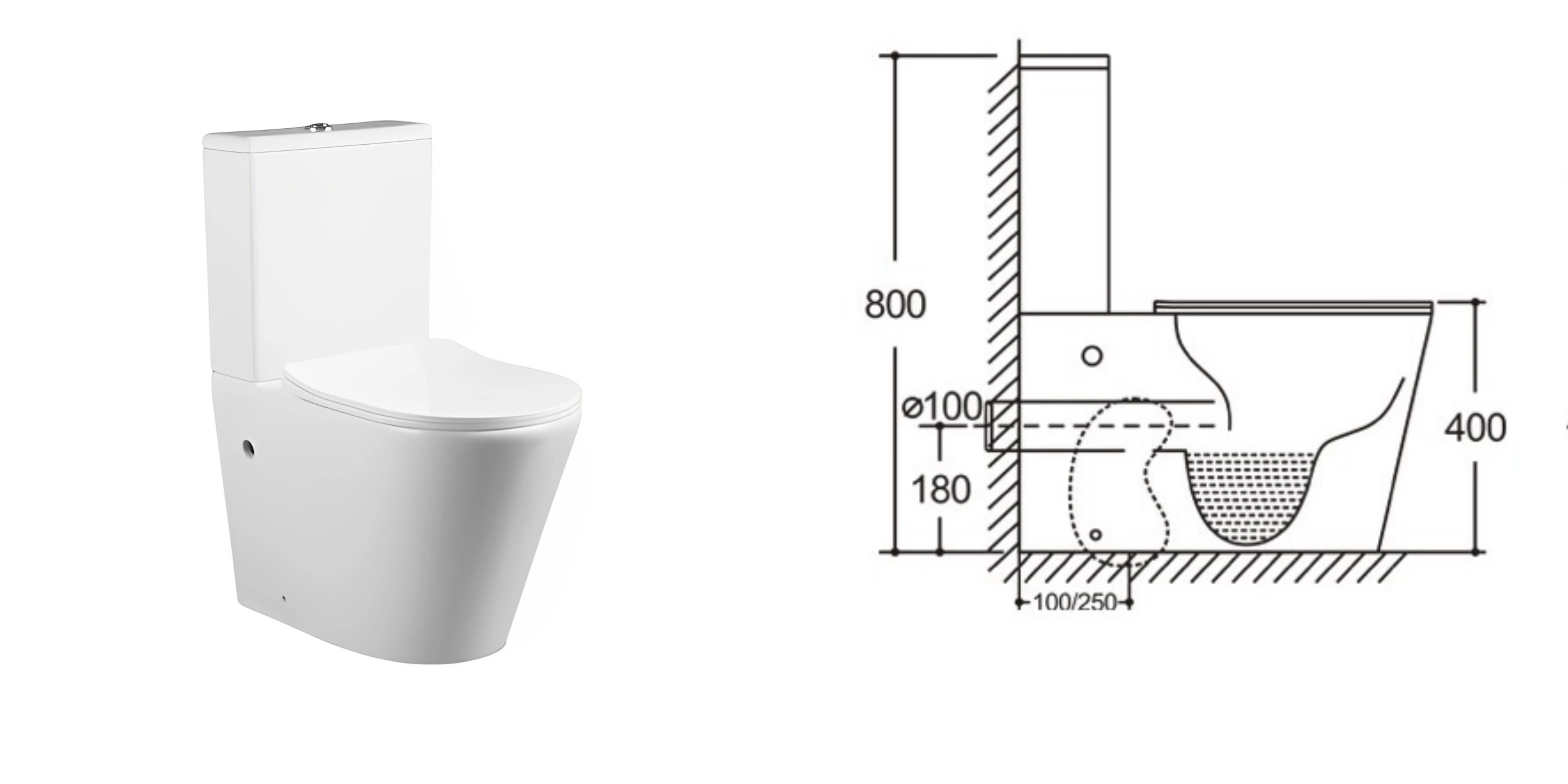 Two Piece Ceramic Toilet Special Square Shape Rimless Toilet With Certification High Quality Factory Direct Sale supplier