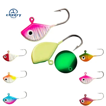 CHEERY Mini Teardrop Glow in Dark Micro Jig Head with 3D Eyes, Winter Ice Fishing Hook & Lure Tackle – Metal Jig – view 2