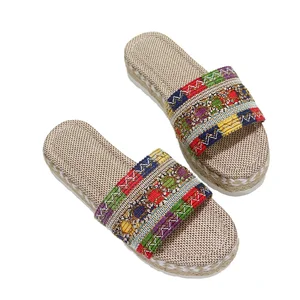 YT 2026 New National Wind Light Weight Platform Outdoor Summer Rubber Ladies Thick Bottom Twine Candy Slippers