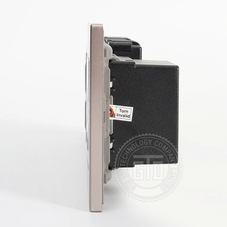 220V AC RS485 Reset Push Button  Gray Color Aluminum Brushed Material 3 Connected Panels Light Control Switch