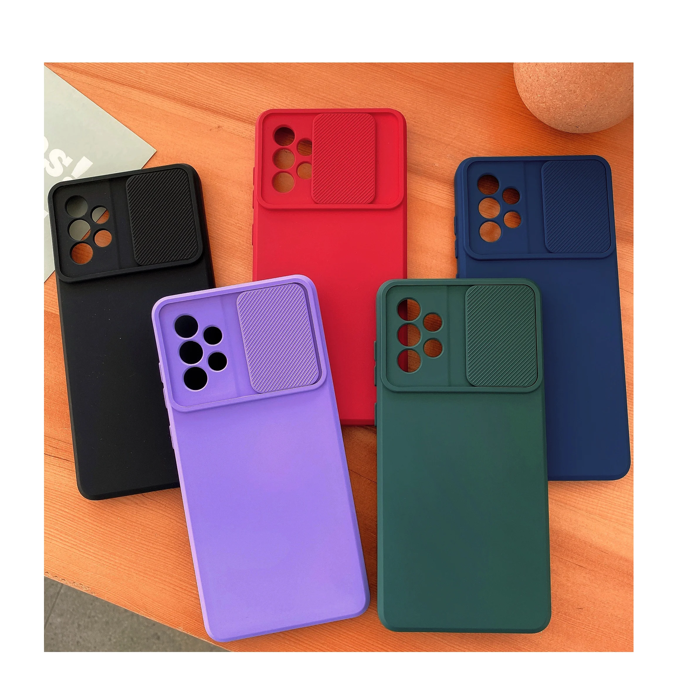 Slide Push Window lens protection Shockproof Cover Cell Phone Cases for Samsung A52 A72 S20 S21