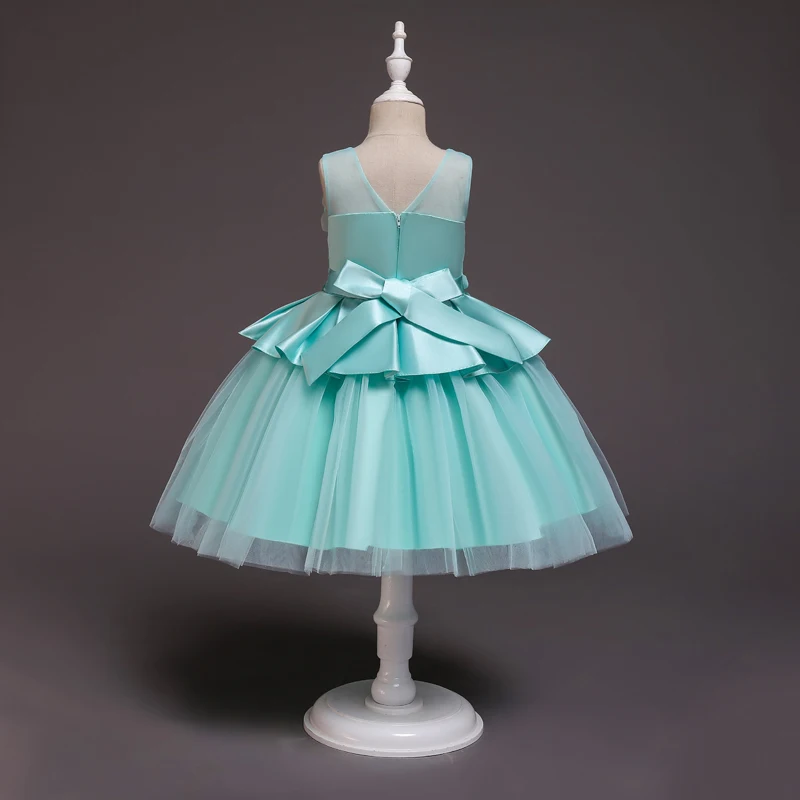 Детское газовое платье принцессы нарядное платье с аппликацией 1704