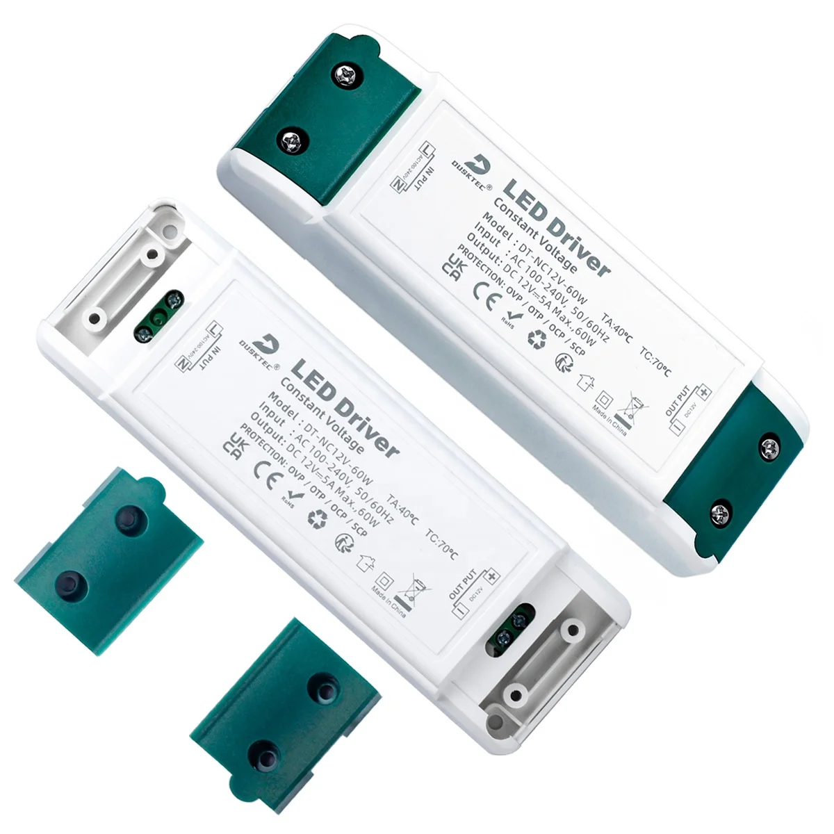 Transformateur LED 220V 12V 5A 60W Ultra Fin - Driver LED Constant DUSKTEC Avec Dissipation Nid D'Abeille