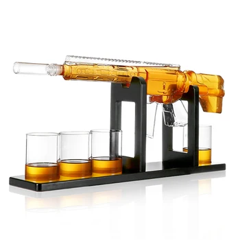 Carafe à Décanter Kalashnikov AK-47 800 Ml + 4 Verres – Idéal Pour Vodka, Whisky, Rhum & Cognac – Style Militaire Parfait Pour Fans, Bar Ou Cave à Homme