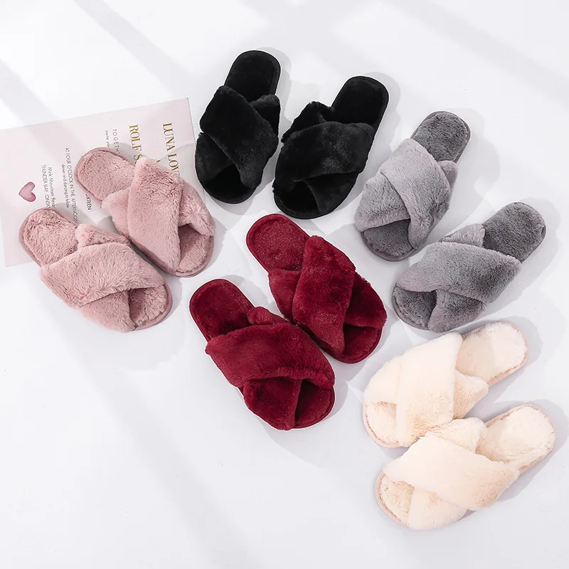 Winter Women Sheepskin Fur Slippers Warm Indoor Wool Home Shoe Soft Flats 