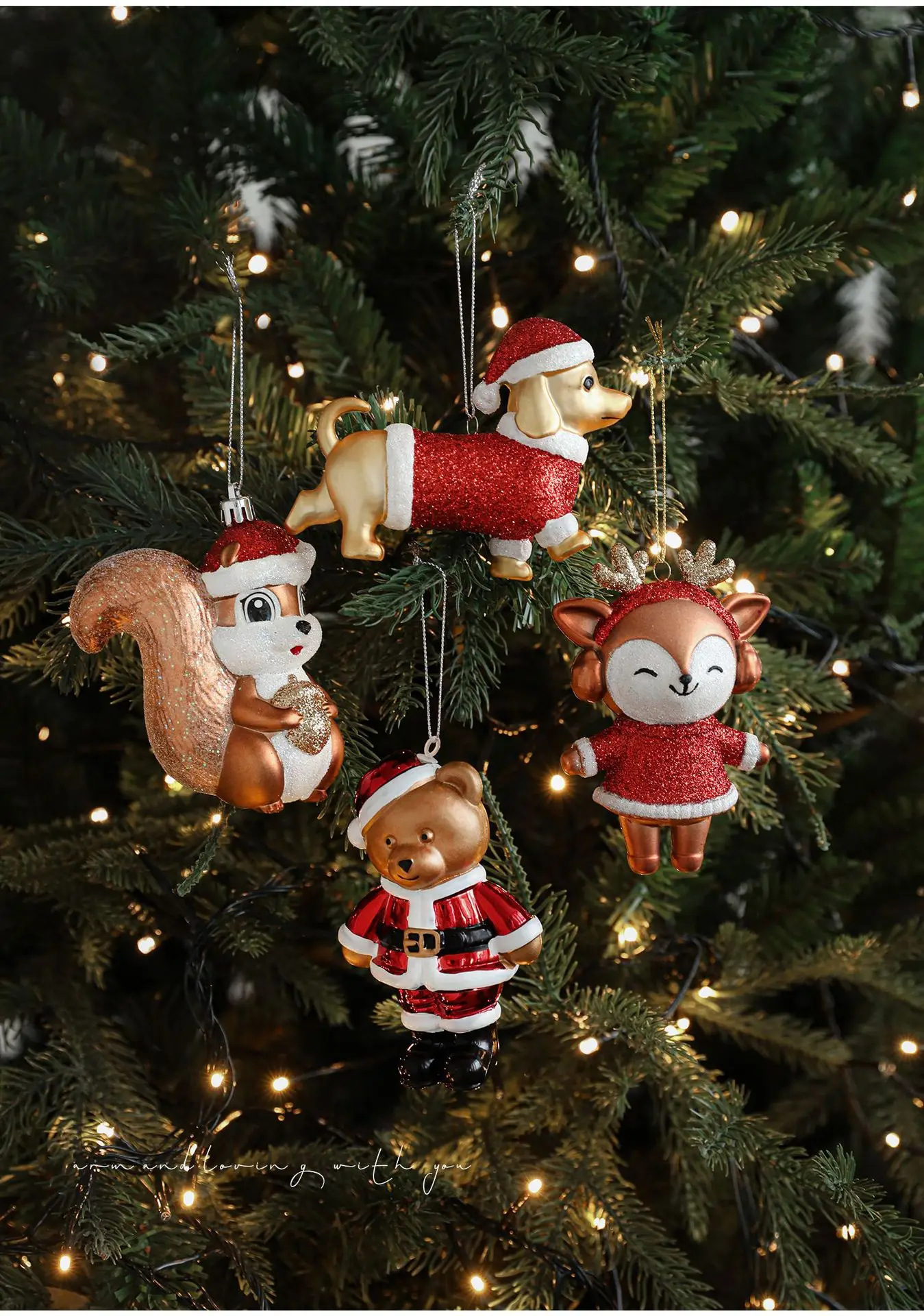 product vintage cute  fox squirrel christmas decor gingerbread man snowman christmas tree ornament diy hanging decor for party decor-6