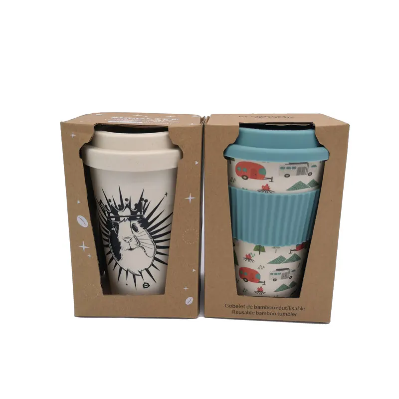 Reusable Coffee Cups with Lids, Natural Fiber Coffee Mug and