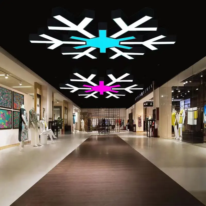Lampe à modeler LED personnalisable en forme de flocon de neige, lustre aux formes spéciales pour salle de billard, cybercafé, centre commercial