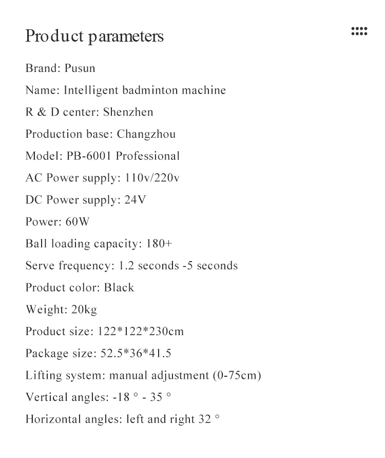 Auto Badminton Ball Machine Factory Direct China Pb-6001 Badminton Shuttlecock Feeder Machine With App Remote Control details