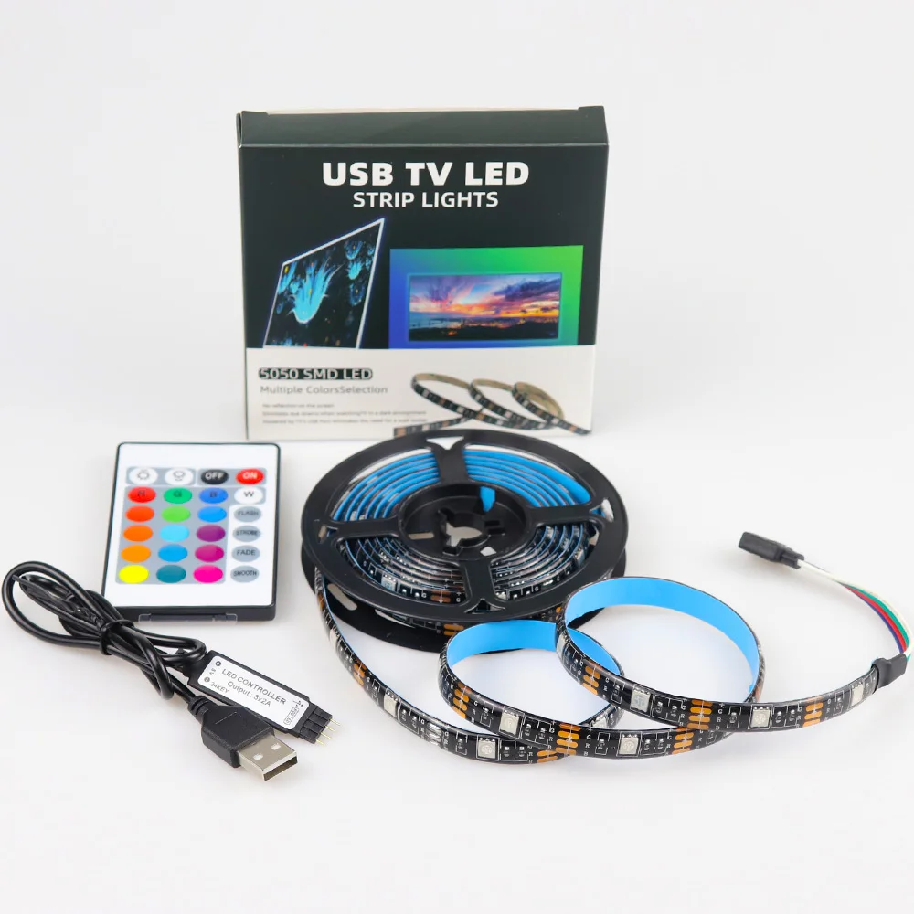 DC 5V USB LED Strip 5050 Waterproof RGB LED Light Flexible PC TV Back Lighting 