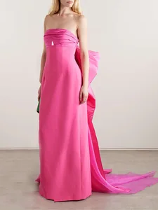 Bettergirl High-end Fashion Sexy Strapless Bow Tie Red Long Dress 2026 New Slim Birthday Party Elegant Evening Dress