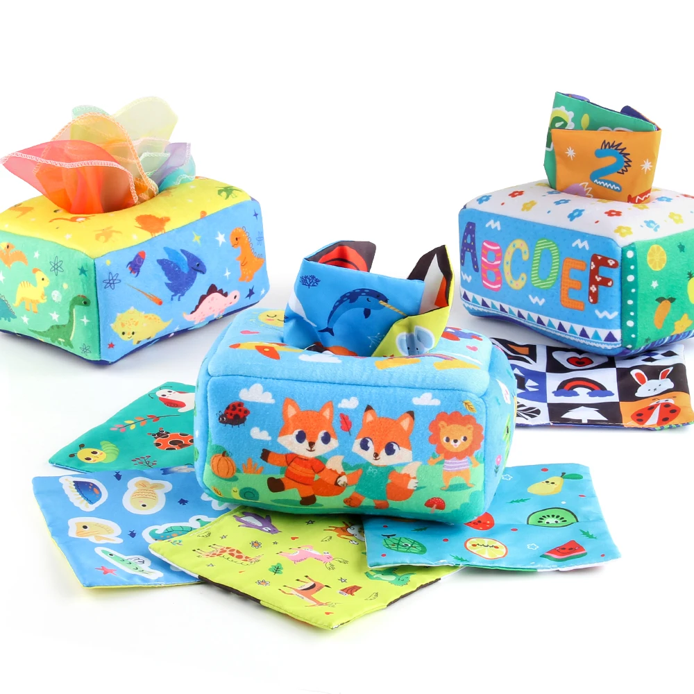 Magic Tissue Box Sensory Busy Pull Along Toddler Baby Tissue Box Toy Sensory Toddles Cloth Books  Toy Busy Box