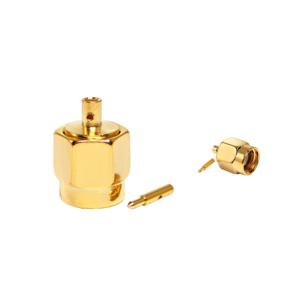 Gold Plated Sma Male Plug Macho Crimp Solder Welding for 047 Cable Rf Coaxial Coax Connector Converter Copper