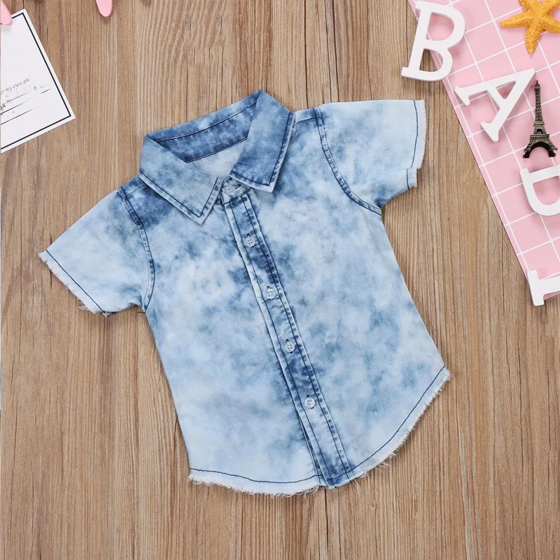 down Collar Baby Boy Denim Shirt 