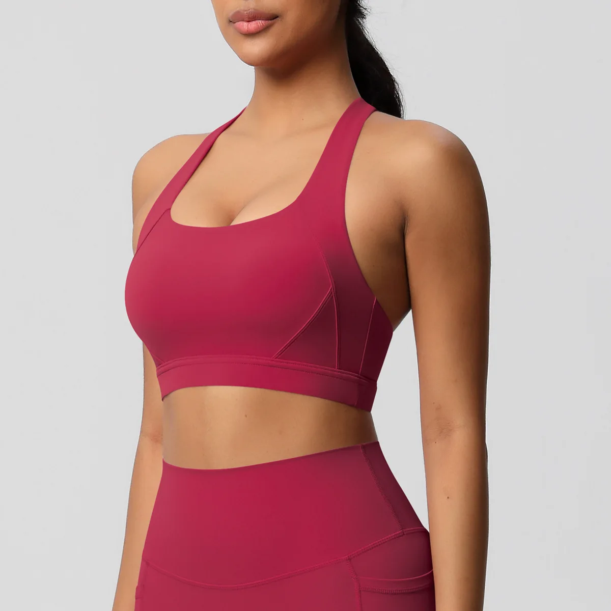 Solid Tight Yoga Vest Sports Underwear Shockproof High Strength Bra Pilates Running Outd preview