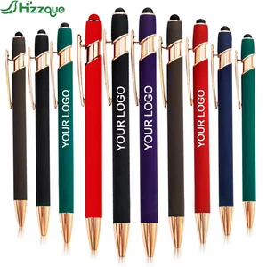 Promotional Custom Logo Rubber Ball Pen Stylus Navy Blue Rose Gold Metal Pen Black Pens Black Matt Rubber Ballpoint