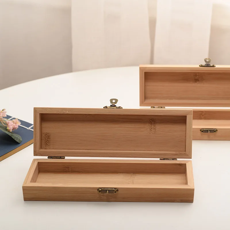 Custom Solid Wood Pen Pencil case Wood Gift Storage Box Engraved Gift Box Packaging