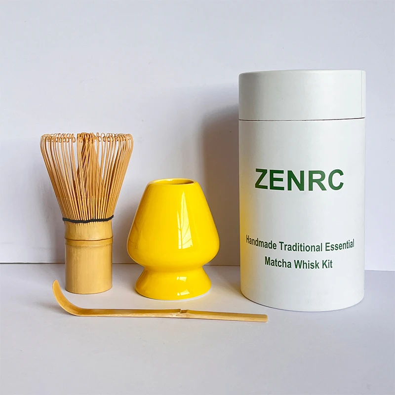 Frusta Bambù Chasen Set Matcha Kit Da 5 Pezzi - Ciotola, Frusta In Bambù, Cucchiaio, Misurino E Supporto Ceramica - Per Tè Matcha Tradizionale Set Matcha Tradizionale