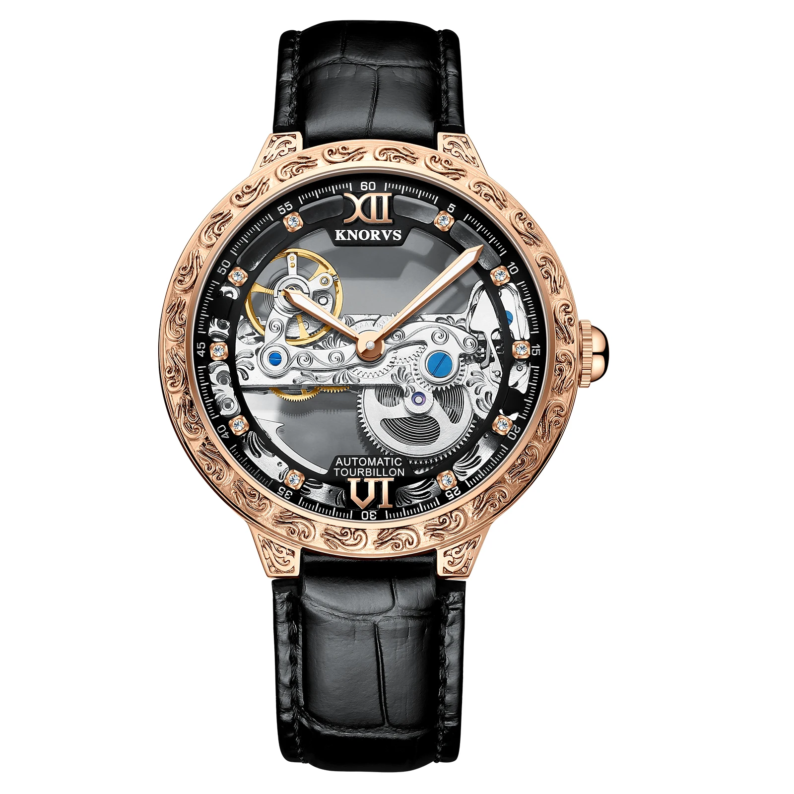 Luxury Men's Skeleton Mechanical Watch OEM Customizable