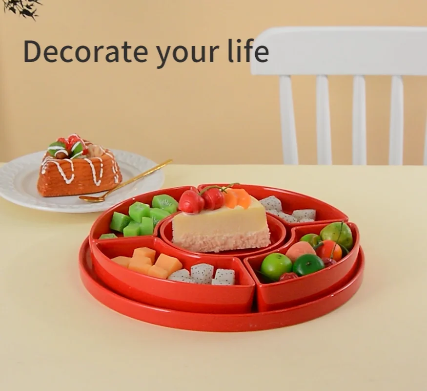 New Product Round 5 Compartments Ceramic Appetizer Plate Snack Serving