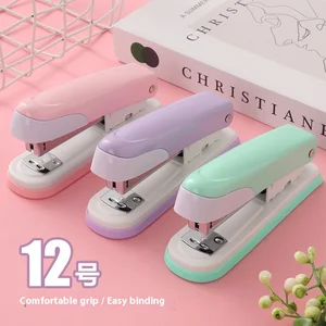 Macaron Color Multifunctional Manual Stapler Mini Medium Plastic Stationery Stapler for Student Home Office Use