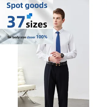 YM4516 white men's shirt Long sleeve Plain formal collar