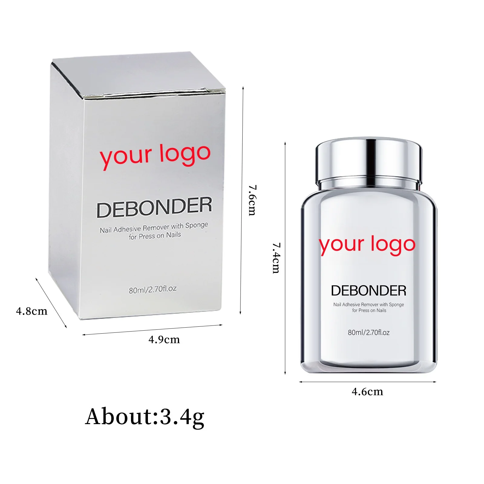 Custom Logo Quickly 20/80ml Nail Glue Easy Removal Liquid Spray Press on Nail Remover for Nail Tips Acrylic Adhesive