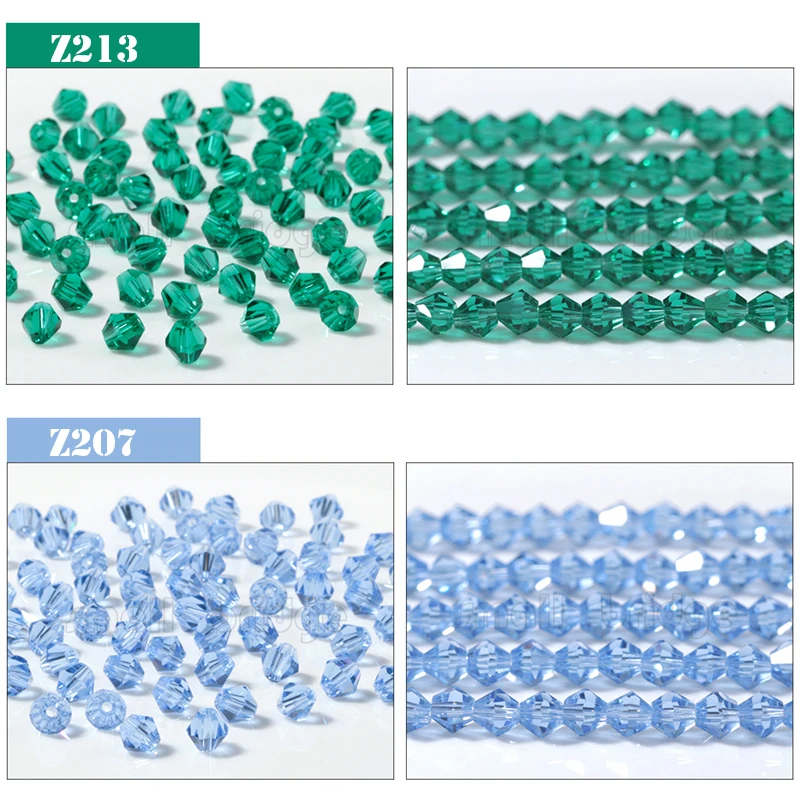 High quality multicolor wholesale loose Crystal Faceted beads 3mm 4mm 6mm bicone  beads manufacture