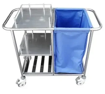 Hospital Solid Cleaning Linen Trolley Dressing Mobile Cleaning Cart Dirt Instrument Trolley Cart