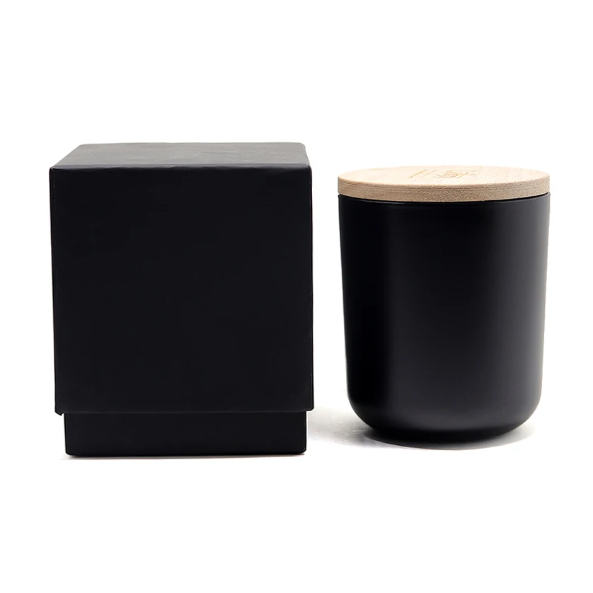 Custom Matte Black Candle Jar Daily Frosted Glass Candle Jar With Metal