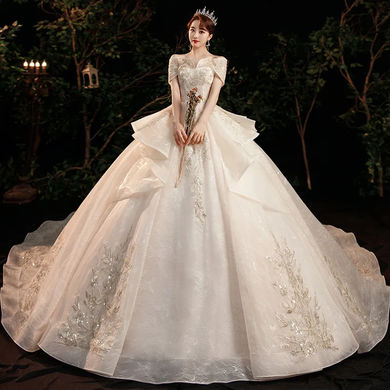 knee length dresses for ladies Luxury Wedding Gown with Rhinestone Dress & Lace Maxi Dress main image 1