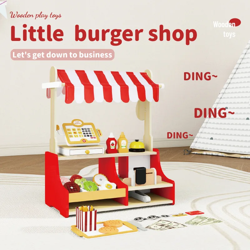 Maison de jeu miniature pour enfants, jeu de rôle, boutique debout pour fruits et hamburgers, jouets de rôle pour garçons et filles