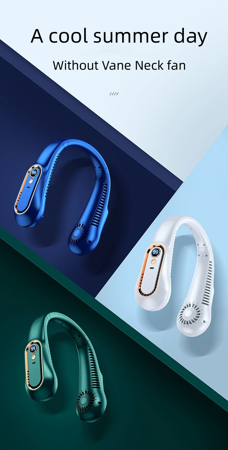 Yipin 2025 New Arrivals Wearable Neck Fan for Outdoor,new Design Rechargeable Usb Portable Cooling Neck Fan