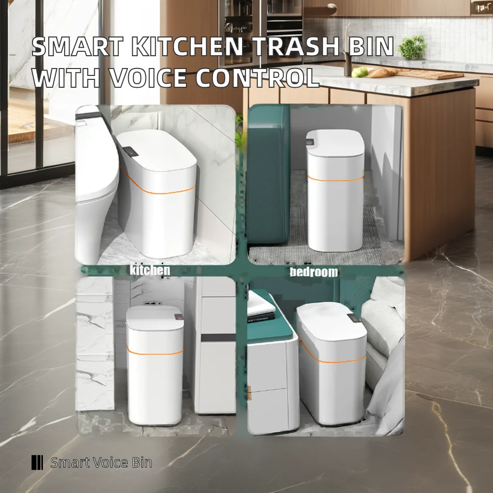 Intelligent Sensor Kitchen Trash Can Smart Electric Induction Automatic Waste Bin Indoor/Outdoor Plastic Food Standing Bin